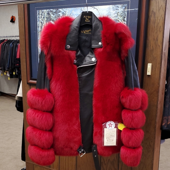 Fox Fur and Lamb Leather Moto Jacket - Picture 4 of 5